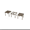 Modern Three Square Metal Outdoor Furniture Tables with Grid Tabletop and Slender Legs
