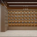 Interior Of Tobacco And Liquor Store With Liquor Shelves Tea Table And Display Cabinet