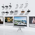 Various Types of Projection Monitoring Projectors and Screens Displaying Clear