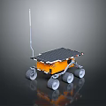 Orange Lunar Rover With Solar Panels Wheels And Antenna For Space Exploration
