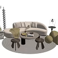 Quiet sofa tea table combination 3d model