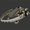 Futuristic Sci Fi Spaceship 3D Model With White Black Design And Blue Cockpit