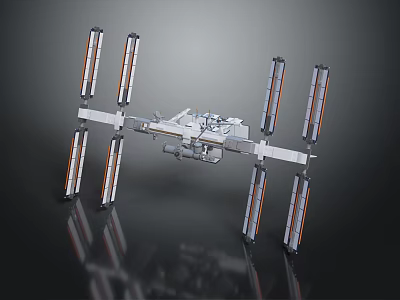 Detailed Scale Model Of Space Station With Solar Panels And Electronic Control Systems 3d model