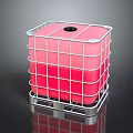 Red IBC Container With Metal Frame And Pallet Base For Liquid Storage 3d model