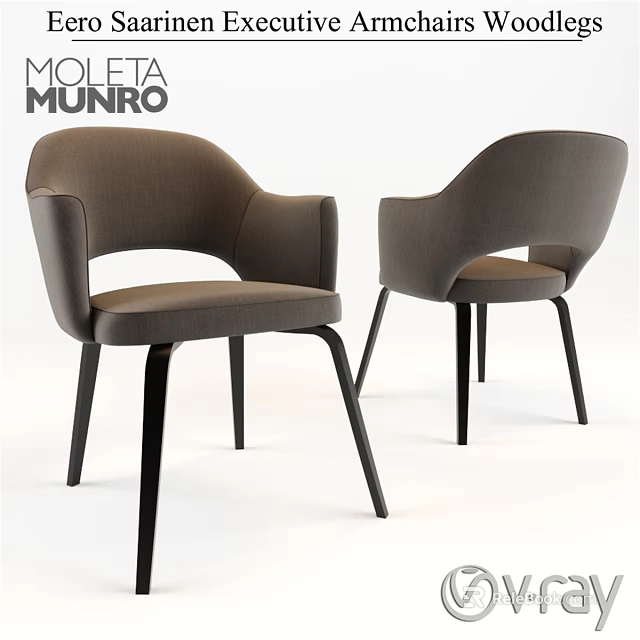 Elegant Modern Gray Upholstered Single Chair With Armrest And Black Legs 3d model 