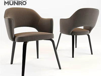 Elegant Modern Gray Upholstered Single Chair With Armrest And Black Legs 3d model