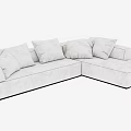 Light Gray Fabric Sectional Sofa With Plush Pillows And Stitched Edges 3d model