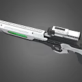 Advanced Futuristic Rifle With Sleek Silver Black Design And Green Illuminated Panel