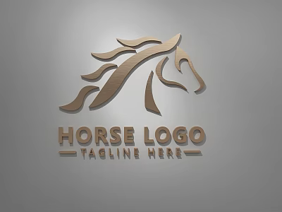Golden Horse Head Pendant Design With Elegant Logo And Tagline 3d model