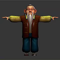 Cartoon Elderly Man Character With Long White Beard Red Yellow Coat Blue Pants Outstretched Arms