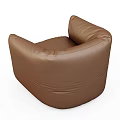 Modern Brown Leather Single Sofa With Rounded Arms And Comfortable Design 3d model