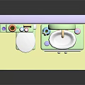 Miniature Bathroom Interior With Toilet Vanity Mirror Shelf And Decor Items