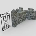Stone Building Exterior Wall Design With Various Curved And Straight Structures 3d model