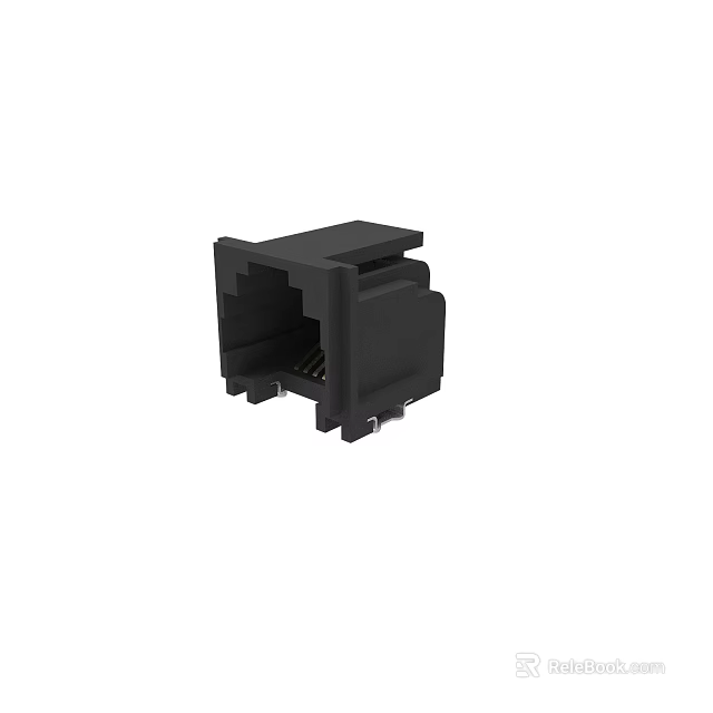 Black Plastic Network Connector Socket With Square Design And Pins For Electronic Equipment 3d model 
