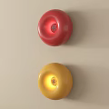 Two Round Red And Yellow Wall Lamps With Glowing Light Design 3d model