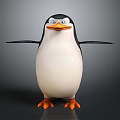 Cartoon Penguin Character With Black And White Body Orange Beak And Open Wings