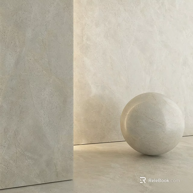 Beige Sphere Component In Minimalist Modern Space With Textured Walls And Matching Floor 3d model 