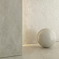 Beige Sphere Component In Minimalist Modern Space With Textured Walls And Matching Floor