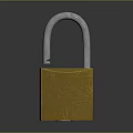 Brass Security Padlock With Silver Shackle Logo And Engraved Text On Smooth Surface 3d model