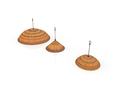 Woven Household Storage Items Three Different Sizes With Metal Hooks Braided Design 3d model