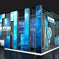 BIOTHERM Store Display Featuring Blue Background Large Bottle And Product Shelves