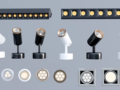 Modern Home Downlights and Spotlights with Sleek Styles and Color Choices 3d model