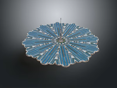Blue And Silver Radial Decorative Artwork With Intricate Symmetrical Petal Design 3d model