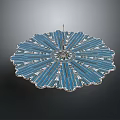 Blue And Silver Radial Decorative Artwork With Intricate Symmetrical Petal Design