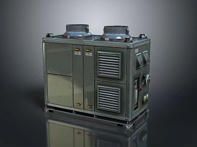 Industrial Electronic Cooling Unit With Dual Fans And Metal Ventilation Panels 3d model