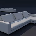 Modern White Upholstered Sectional Sofa With L Shape Design And Comfortable Cushions 3d model