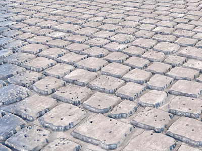 Gray Stone Garden Path Paving With Irregular Shaped Slabs And Textured Surface 3d model