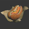 Delicious Hot Dog In Paper Tray With Mustard Ketchup And Fresh Bun