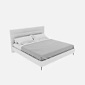Modern Double Bed With White Headboard Gray Bedding Pillows And Sleek Design