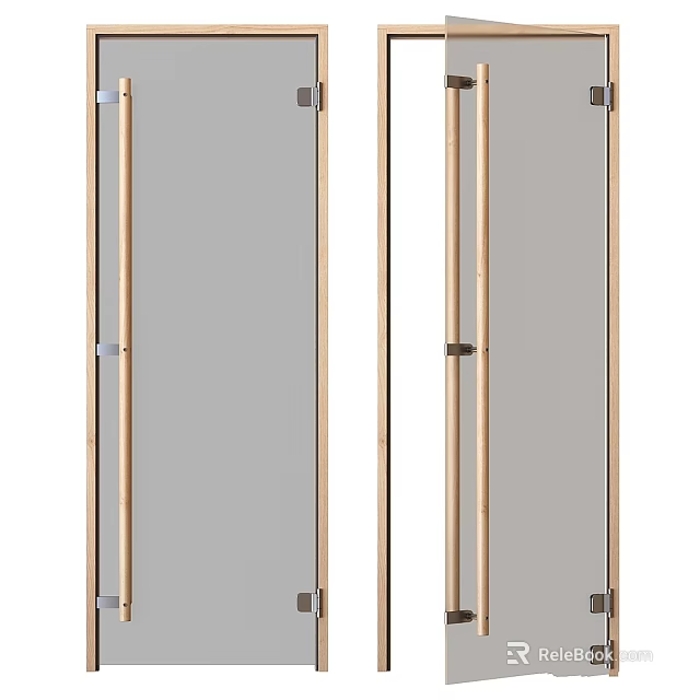 Modern Wooden Frame Glass Panel Room Divider With Sleek Transparent Design 3d model 