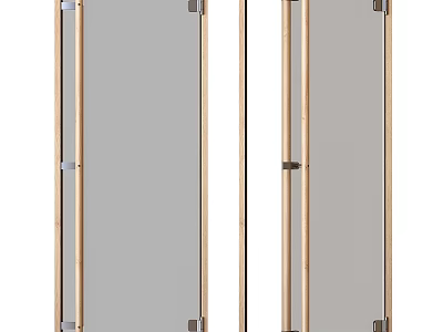 Modern Wooden Frame Glass Panel Room Divider With Sleek Transparent Design 3d model