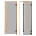 Modern Wooden Frame Glass Panel Room Divider With Sleek Transparent Design