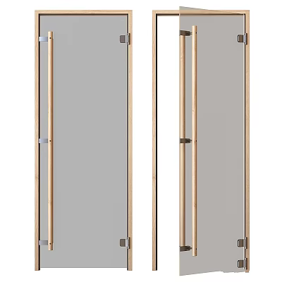 Modern Wooden Frame Glass Panel Room Divider With Sleek Transparent Design 3d model