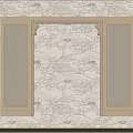 Elegant Bedroom Accent Wall With Floral Pattern Wallpaper And Gray Paneled Sides