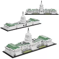 Detailed Capitol Building Block Model With White Dome And Green Roof