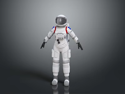 Realistic White Spacesuit Astronaut With Helmet And CHINA Logo 3D Model On Gray Background 3d model