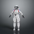 Realistic White Spacesuit Astronaut With Helmet And CHINA Logo 3D Model On Gray Background