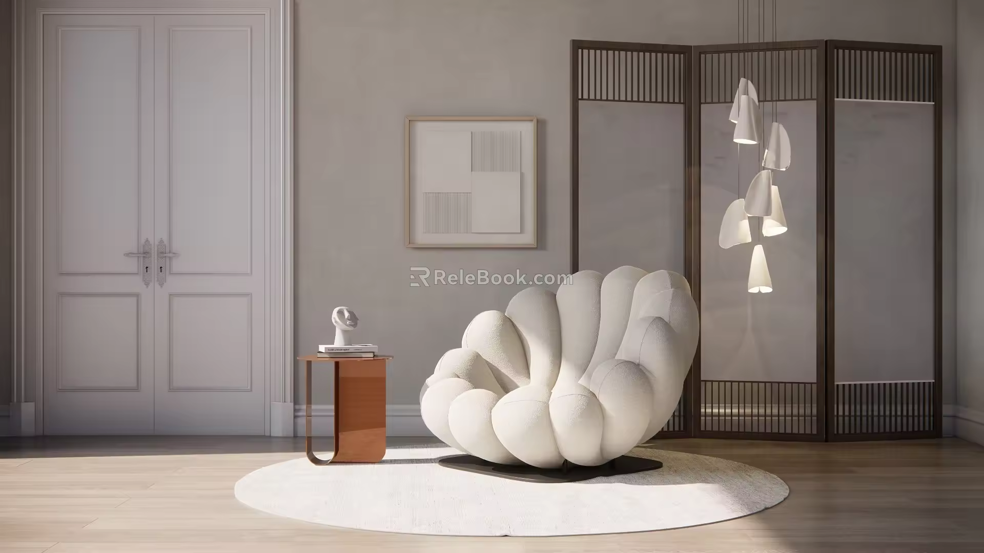 Modern Single-person Sofa Single-person Casual Sofa Side-screen Combination 3d model