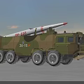 Military Vehicle With Camouflage Paint Multiple Wheels DF-15B Missile And Red Star Symbol