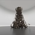 Cultural Center Features Tree Like Metal Sculpture In Spacious White Room