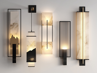 New Chinese style wall lamp wall lamp combination 3d model