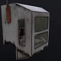 Old Rusted White Booth With Weathered Metal Surface And Windows 3d model
