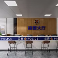 Police Service Hall Interior With Reception Counter Police Signs And Wooden Wall Design