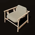 Modern Single Sofa With Light Gray Cushion And Wooden Frame Design