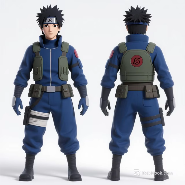 Man in Blue Uniform With Green Vest and Symbol on the Back Character Figure 3d model 