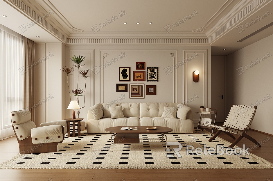 Middle Ancient Living Room French Vintage Living Room Combination Sofa model